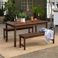 Walker Edison Furniture Walker Edison Furniture OW3DGVINDB 3 Piece Chevron Outdoor Patio Dining Set; Dark Brown OW3DGVINDB